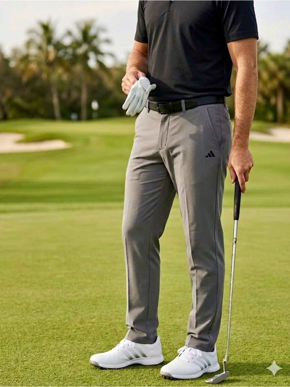 Adidas Men's Golf Pants Grey Size 34x30 Regular Fit Performance Trousers